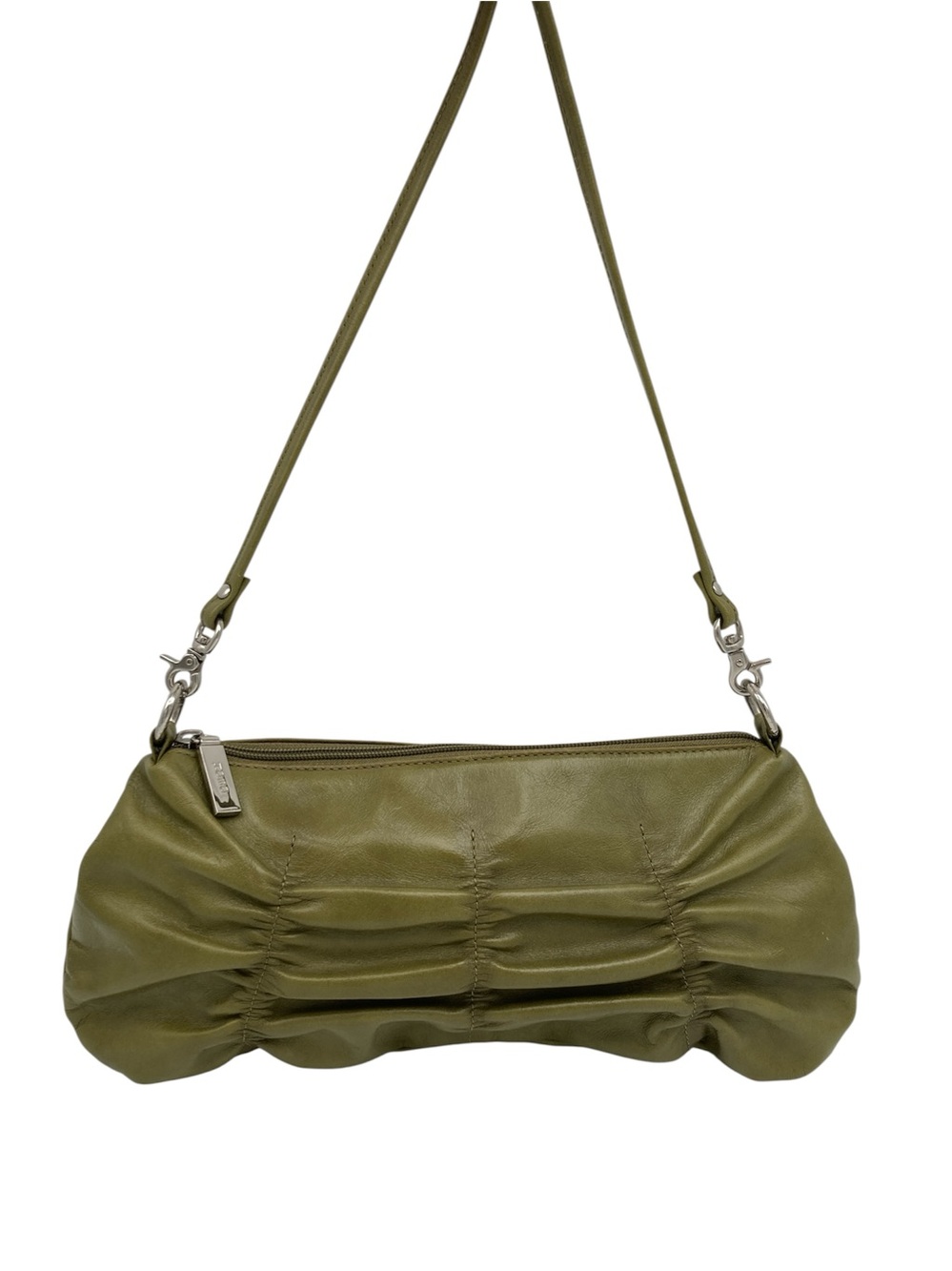 Hobo International Olive Green Pleated Leather Shoulder Bag